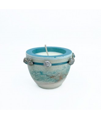 Bougie pot terre cuite turquoise - Marine