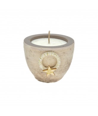 Bougie pot terre cuite Grevel taupe-amande-douce