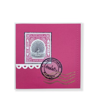 Carte Timbres - Rose/Inde