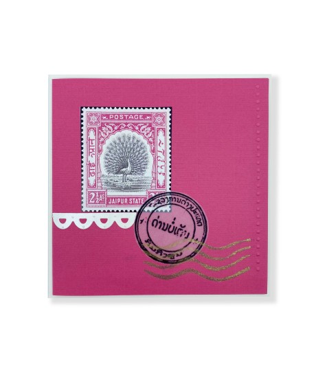 Carte Timbres - Rose/Inde Carte Timbres - Rose/Inde
