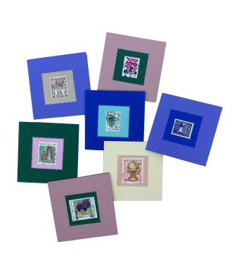 Mini-cartes avec enveloppes-Collection timbres