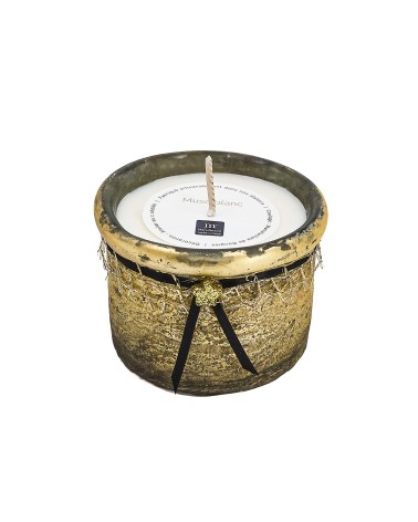 bougie pot verre épais dorée musc blanc