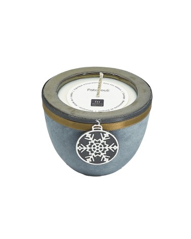 bougie pot discret bleu bronze patchouli