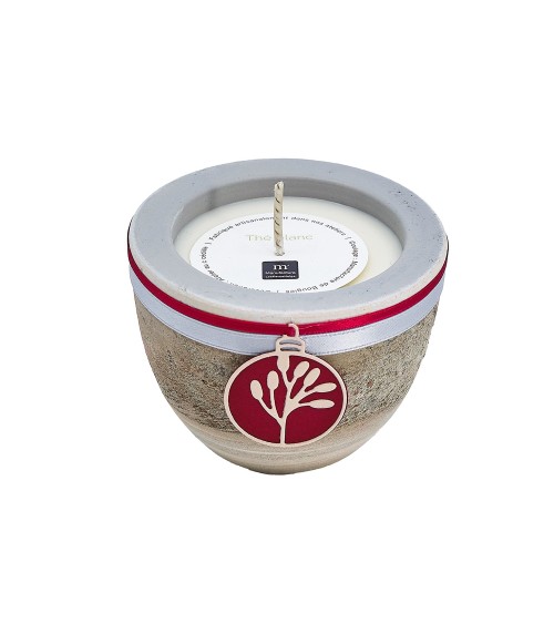 bougie pot grevel gris-clair thé blanc