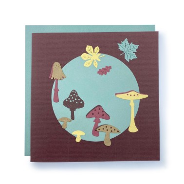 Carte champignons - fond brun