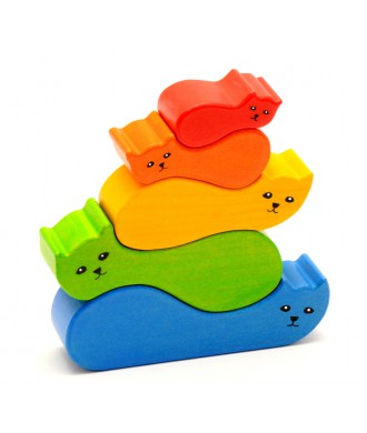 Famille de chats multicolores