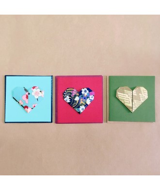 mini-cartes avec enveloppe cœur origami