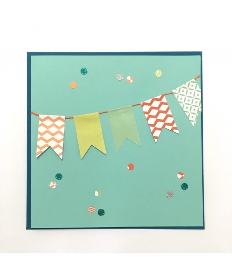 Carte anniversaire fanions (turquoise)